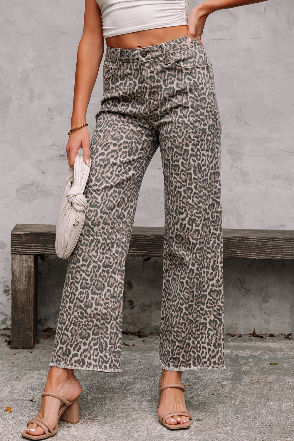 Wild Side Leopard Wide Leg Jeans