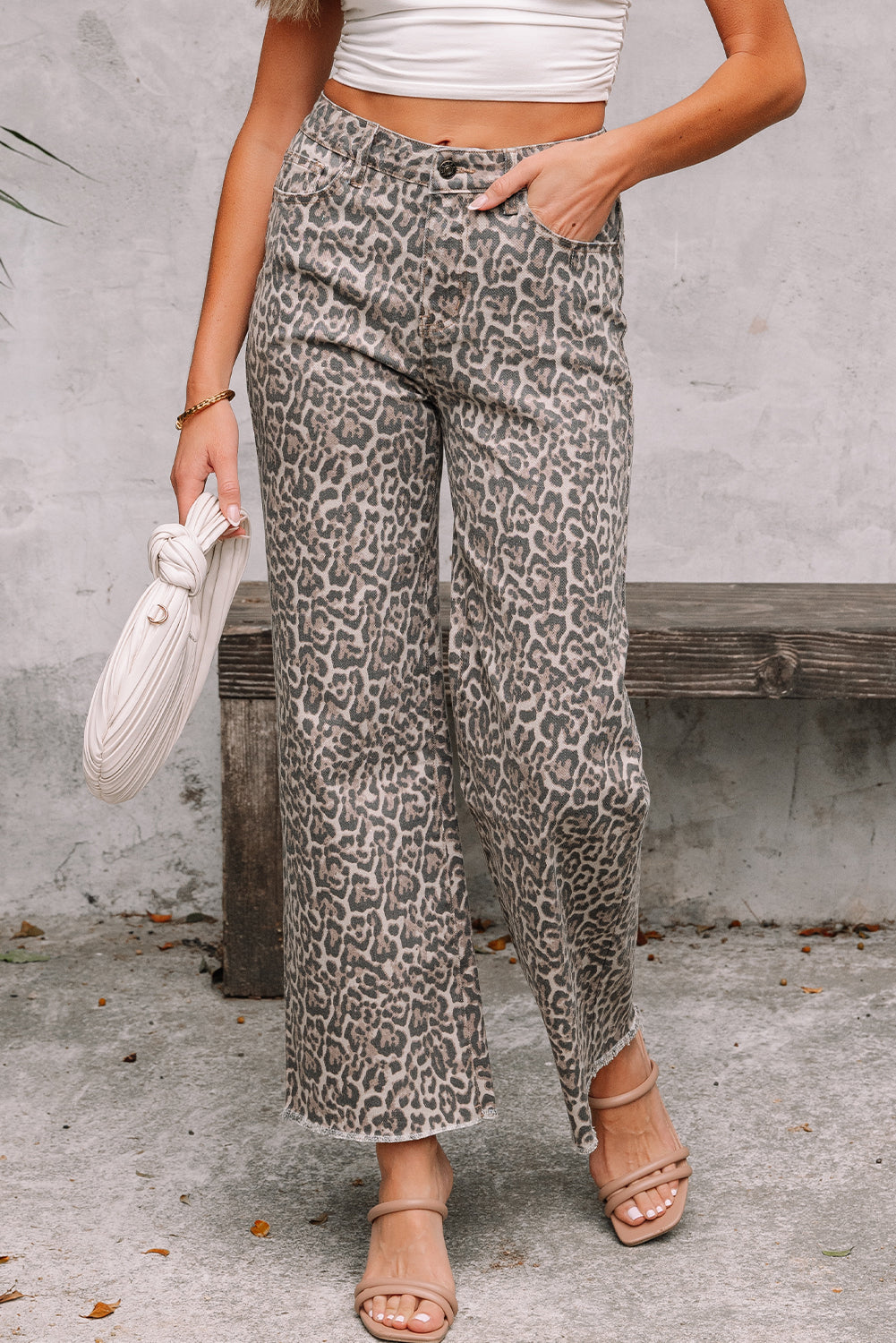 Wild Side Leopard Wide Leg Jeans