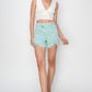 Risen  Mid Rise Frayed Hem Shorts