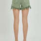 Olive High Rise Hem Shorts