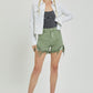 Olive High Rise Hem Shorts