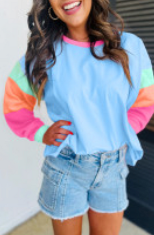 Color Block Patchwork Long Sleeve
