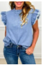 Ruffle & Raw Denim Top