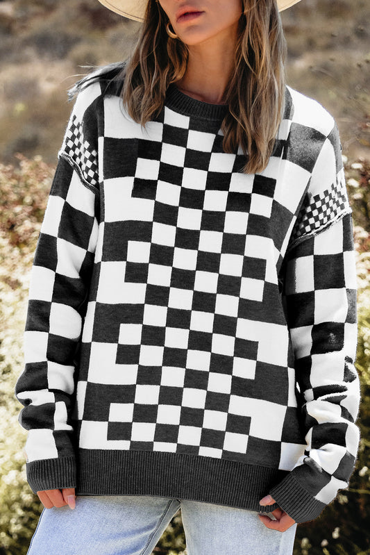 Ivy Checkered Print Sweater