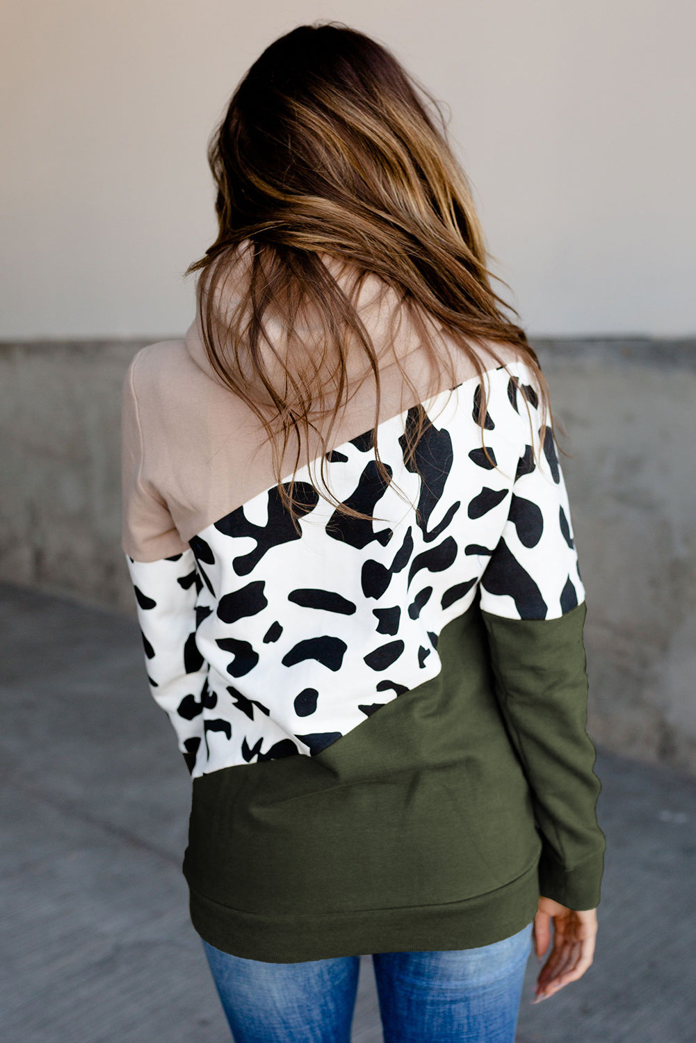Cowl Neck Cow Hoodie